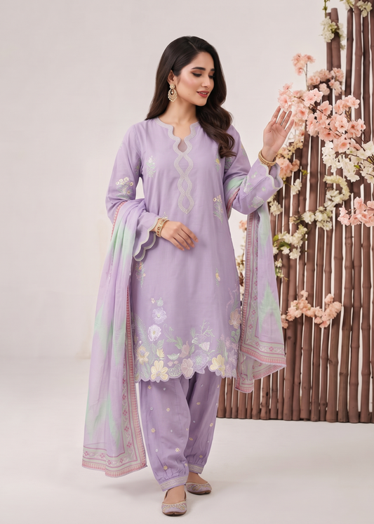 Embroidered Lavender Lawn Shalwar Kameez Online in UK USA Canada