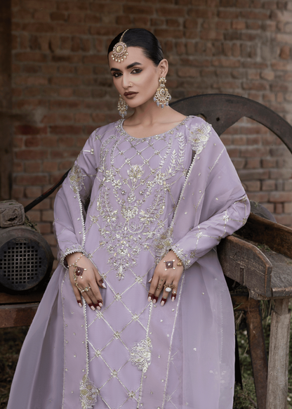 Embroidered Lavender Raw Silk Salwar Kameez Online in KSA Riyadh Saudi Arabia Oman Bahrain Qatar