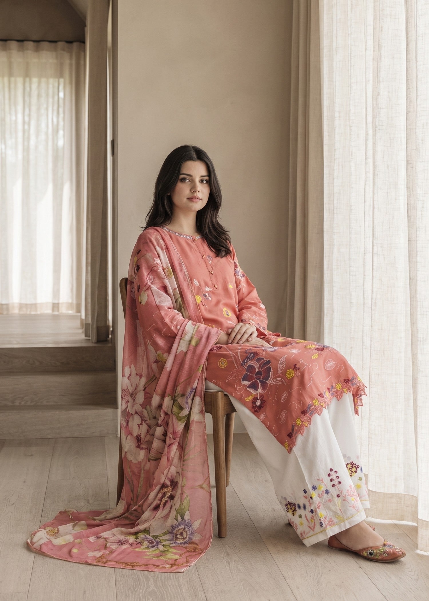 Embroidered Lawn Cotton 3 Piece Suit Online in Dubai DXB UAE Abudhabi Meena Bazaar