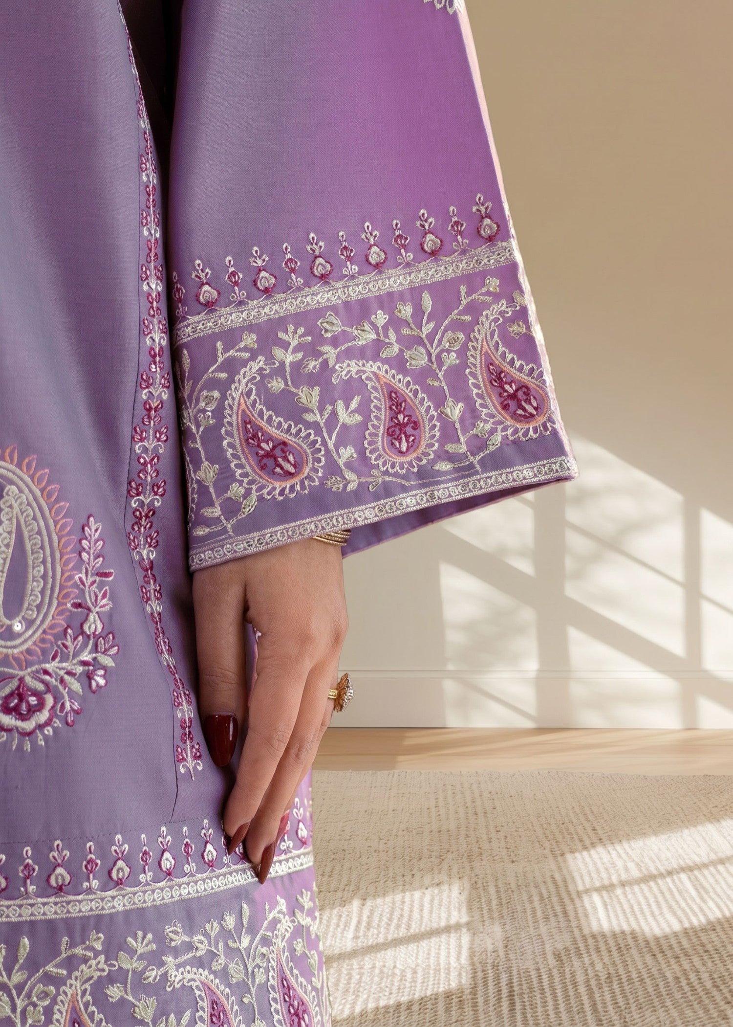 Embroidered Lawn Cotton Farshi Shalwar Suit Online in Dubai DXB UAE Abudhabi Meena Bazaar