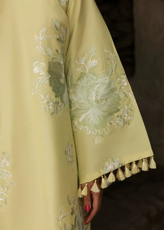 Embroidered Lawn Cotton Light Yellow Salwar Kameez Online in Dubai DXB UAE Abudhabi Meena Bazaar