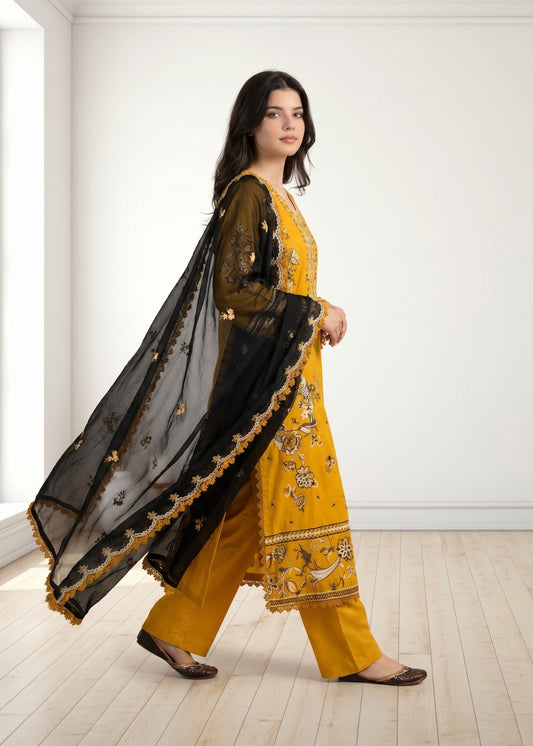 Embroidered Lawn Cotton Long Kurta Set Online in Dubai DXB UAE Abudhabi Meena Bazaar
