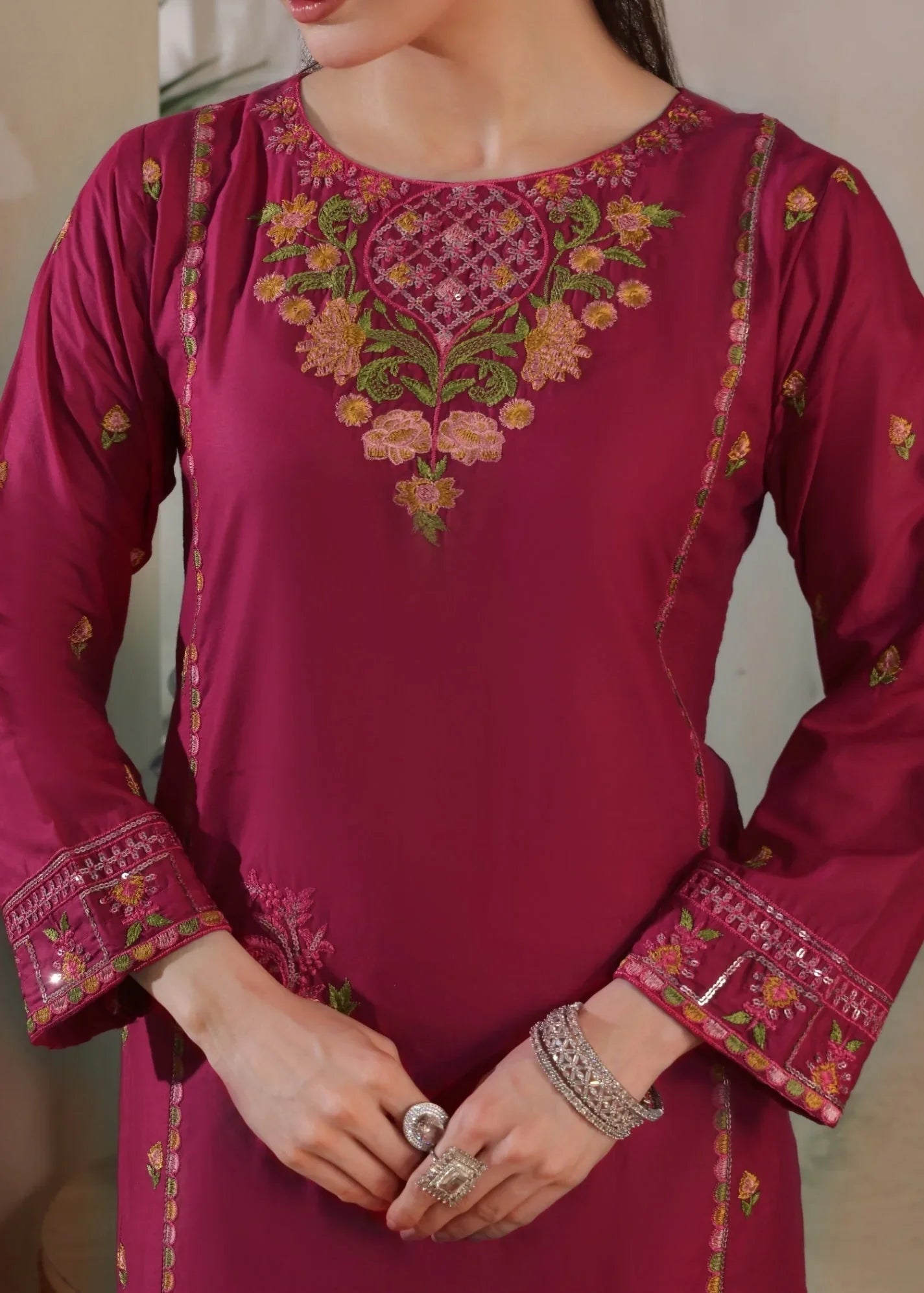 Embroidered Lawn Cotton Partywear Suit Online in Dubai DXB UAE Abudhabi Meena Bazaar