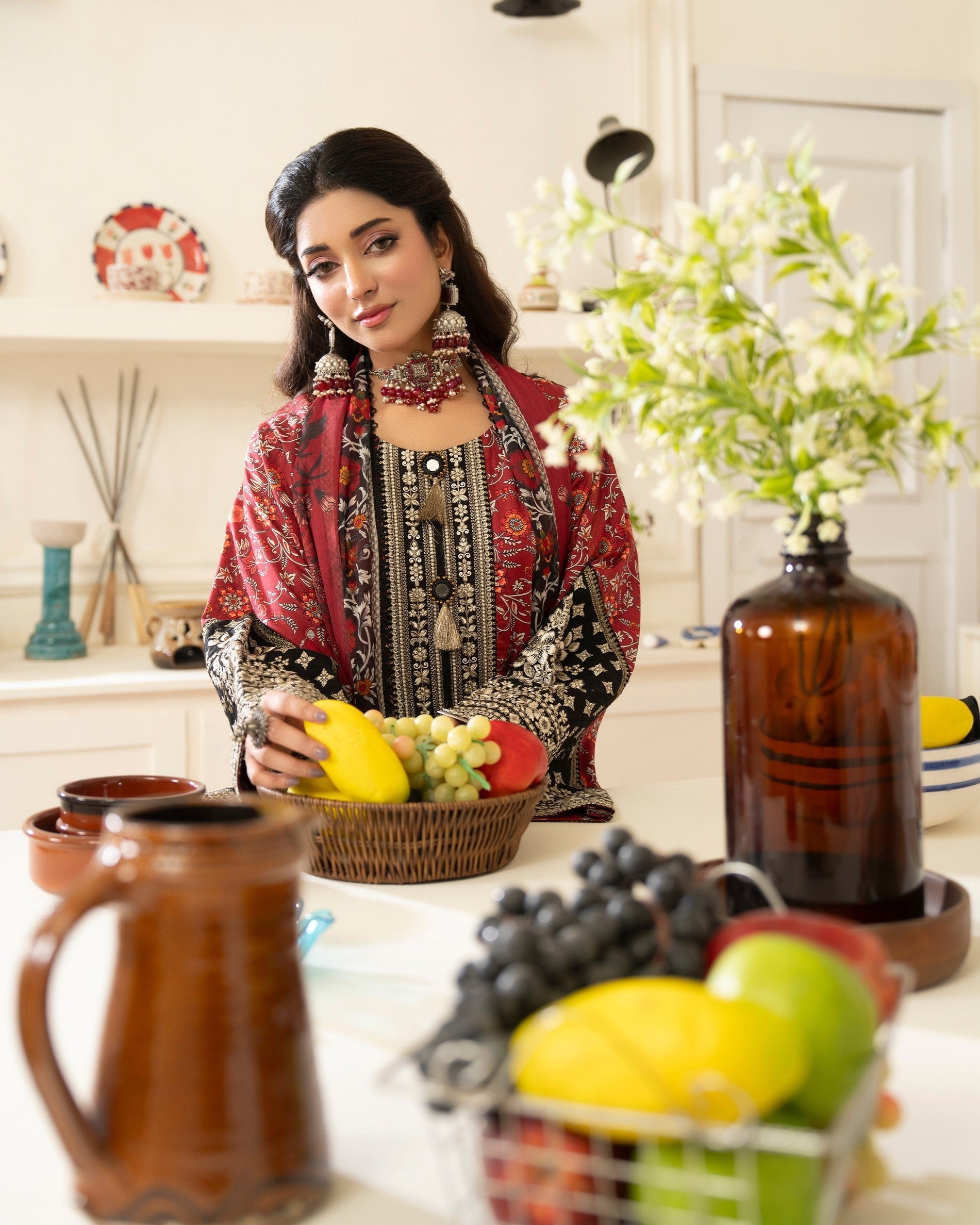 Embroidered Lawn Crimson Suit Online in Sri Lanka India Australia
