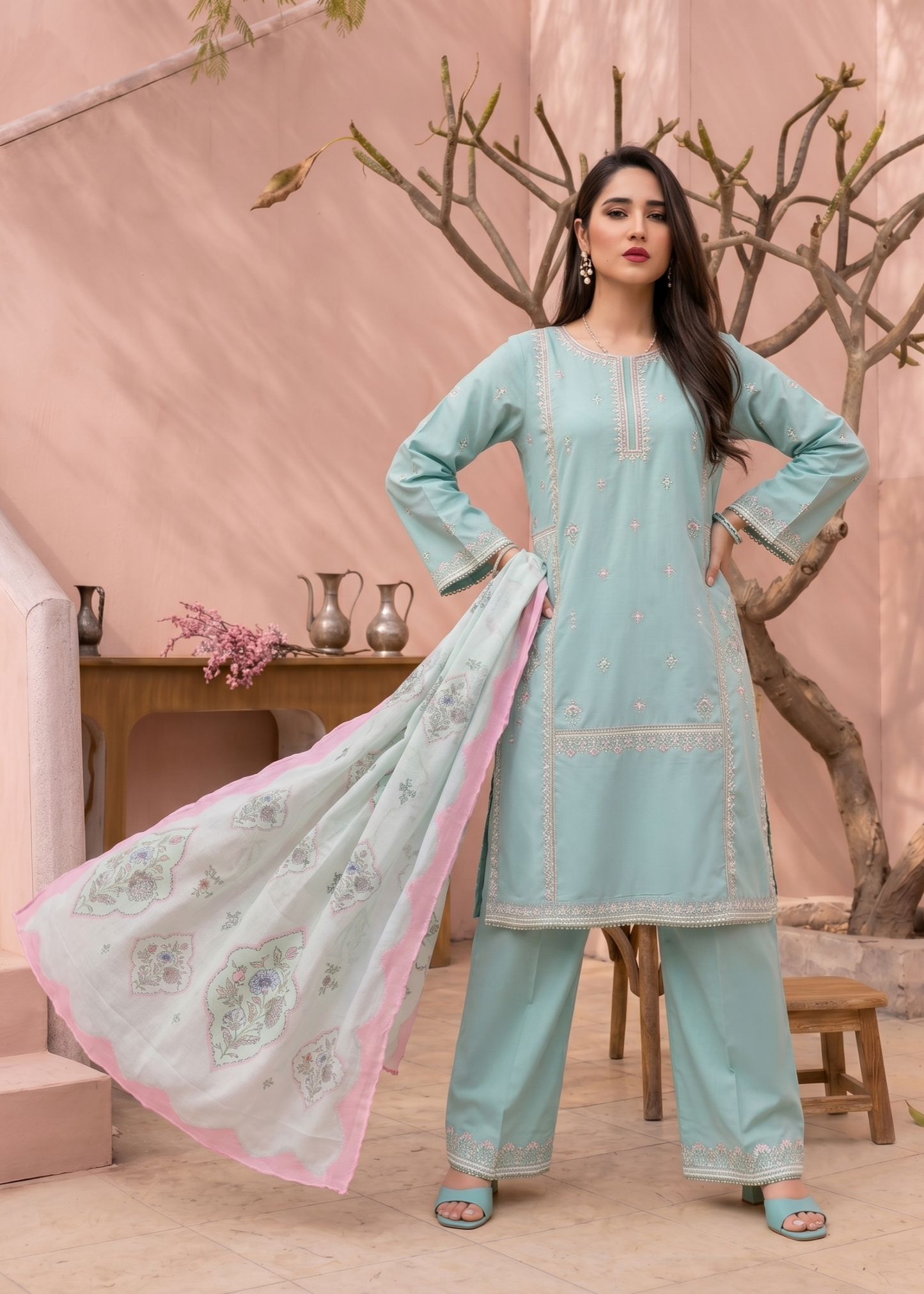 Embroidered Lawn Festive Wear Suit Online in Sri Lanka India Australia