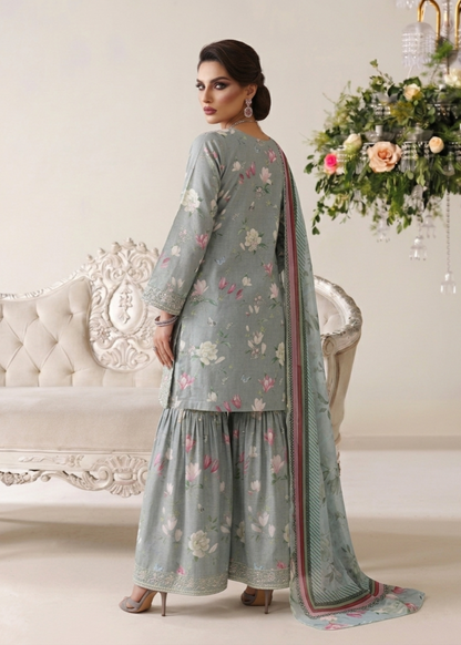 Embroidered Lawn Gharara Dupatta Set Online in Dubai DXB UAE Abudhabi Meena Bazaar