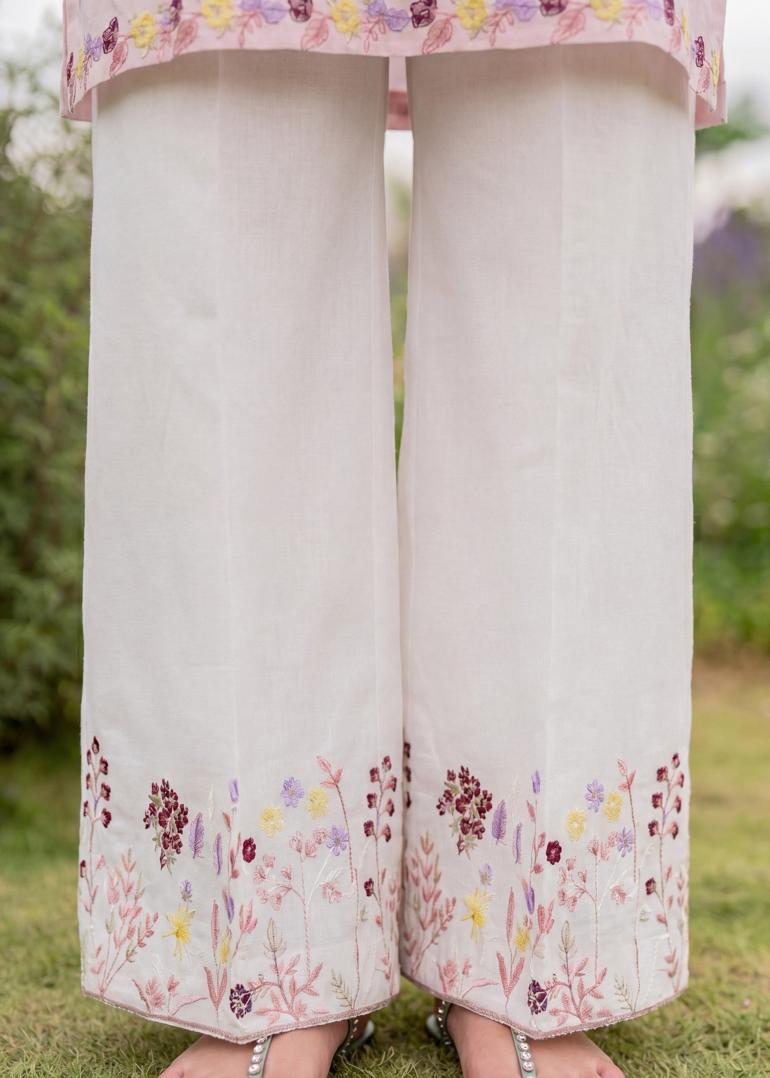 Embroidered Lawn Kurta Set Blush Pink Online in Sri Lanka India Australia