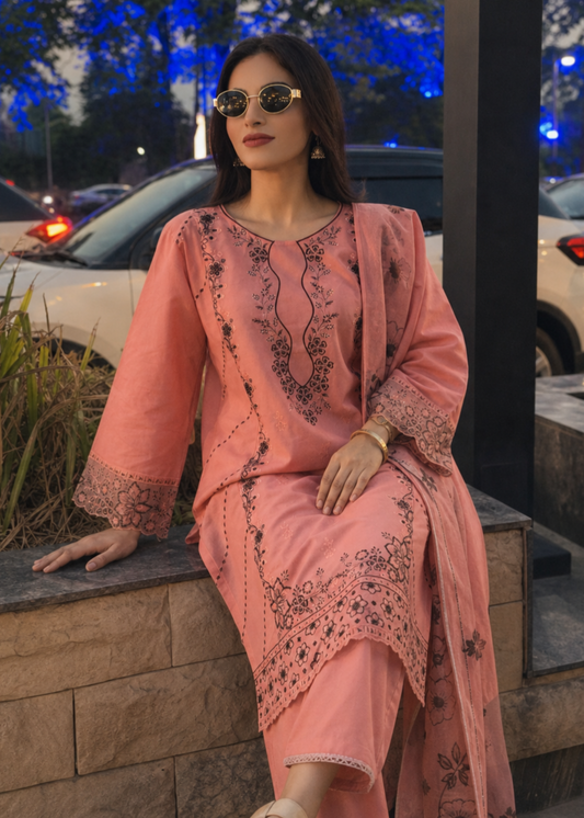 Embroidered Lawn Kurta with Dupatta Online in Dubai DXB UAE Abudhabi Meena Bazaar