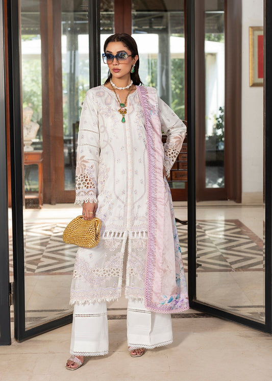 Embroidered Lawn Off-White Pakistani Suit Online in Sri Lanka India Australia