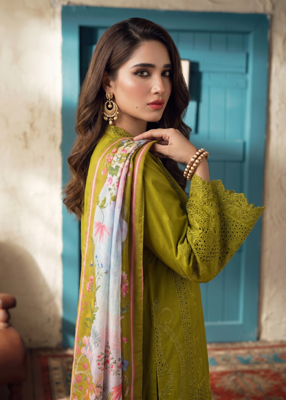 Embroidered Lawn Olive Green Salwar Kameez Online in Sri Lanka India Australia