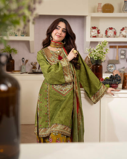 Embroidered Lawn Patiala Shalwar Suit Online in Dubai UAE Abudhabi Ajman Sharjah