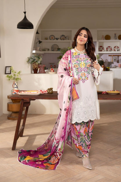 Embroidered Lawn Patiala Suit Online in Dubai UAE Abudhabi Ajman Sharjah