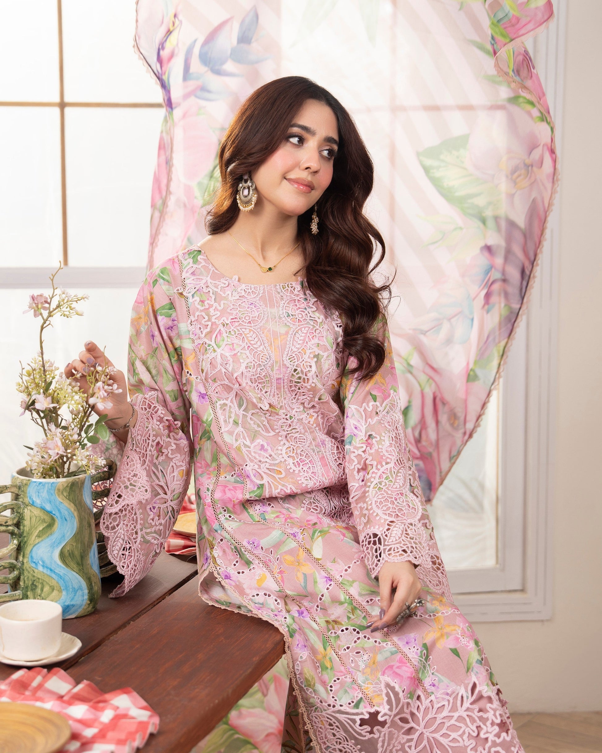 Embroidered Lawn Ready to Wear Suit Online in Sri Lanka India Australia