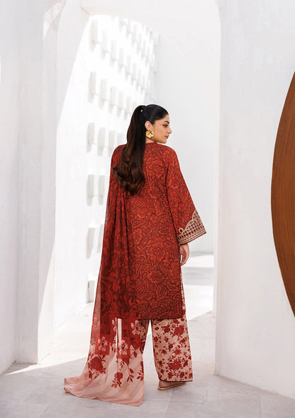 Embroidered Lawn Rust Red Suit Online in UK USA Canada