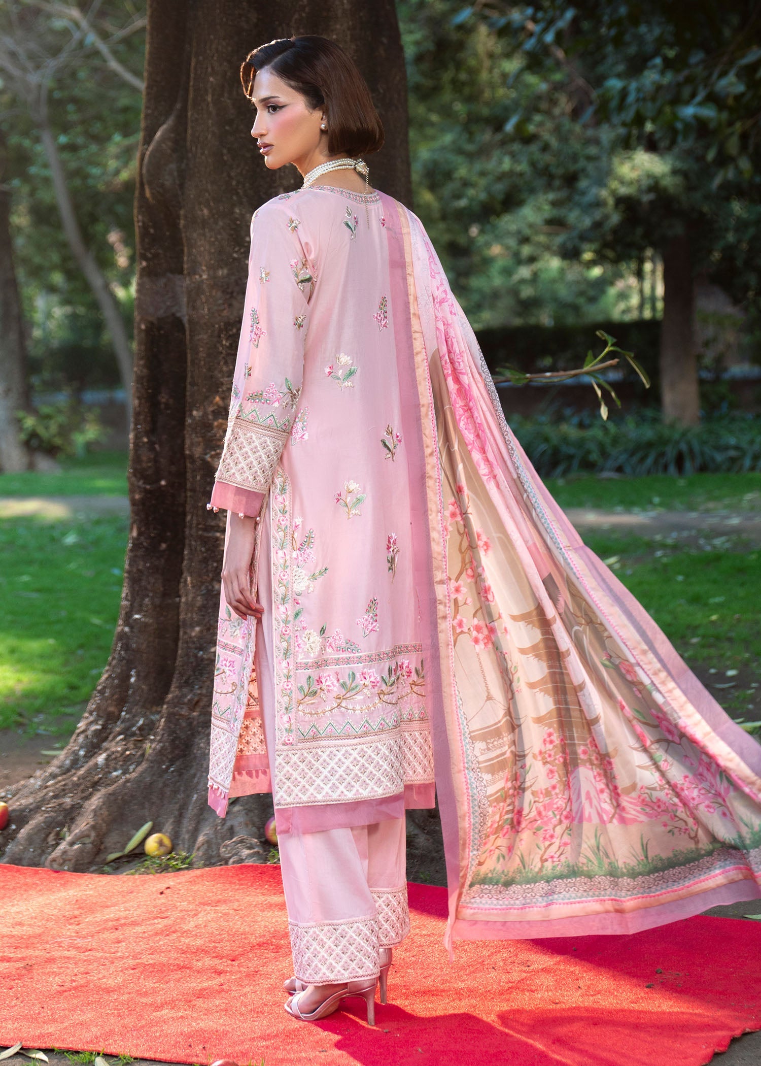 Embroidered Lawn Salwar Kameez Mauve Pink Online in UK USA Canada