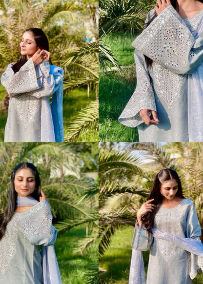 Embroidered Lawn Straight Kurta Set Online in Dubai DXB UAE Abudhabi Meena Bazaar
