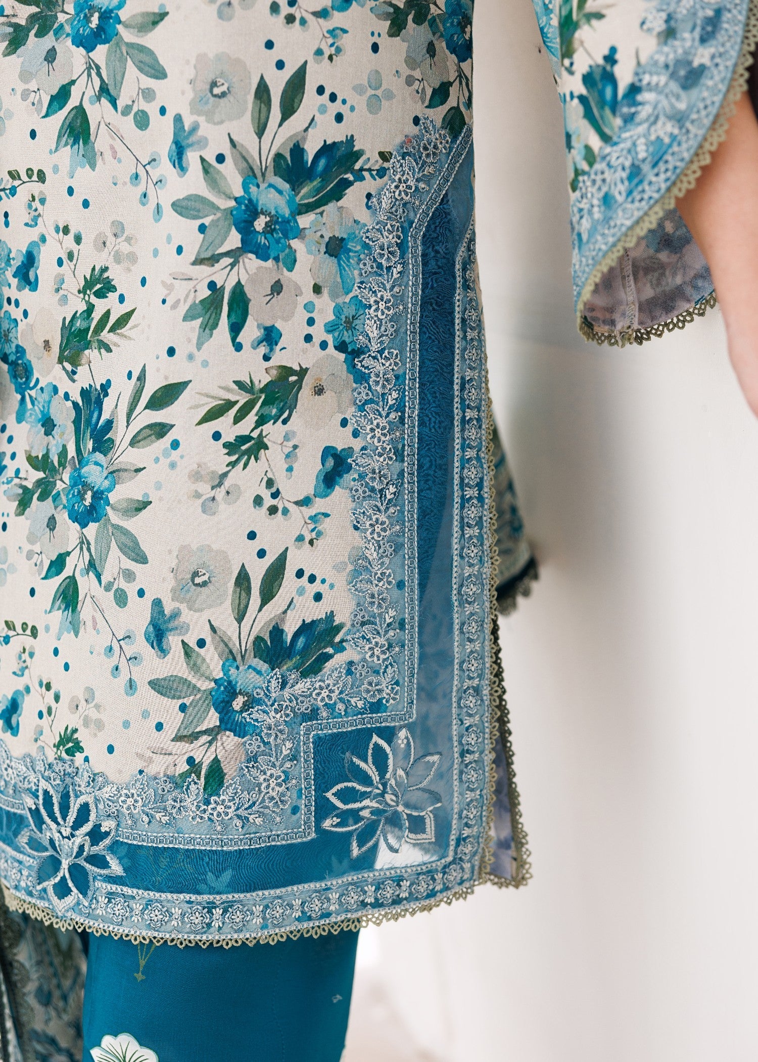 Embroidered Lawn Suit Aegean Blue Online in Dubai DXB UAE Abudhabi Meena Bazaar