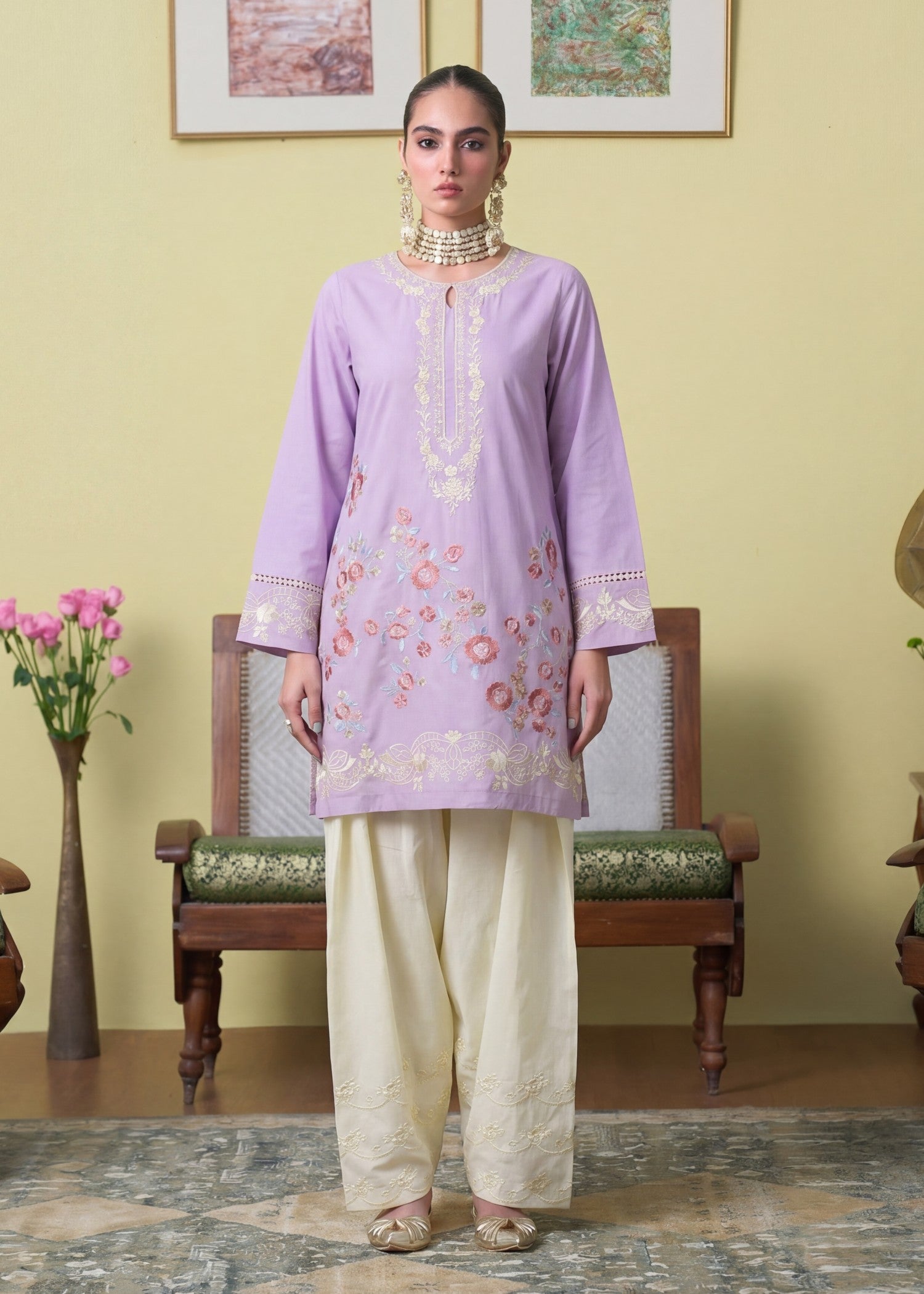 Embroidered Lawn Suit Lavender Mist Online in UK USA Canada