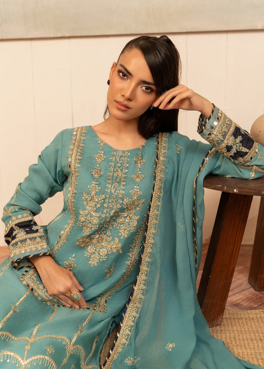 Embroidered Light Blue Georgette Chiffon Pakistani Suit Online in Dubai DXB UAE Abudhabi Meena Bazaar