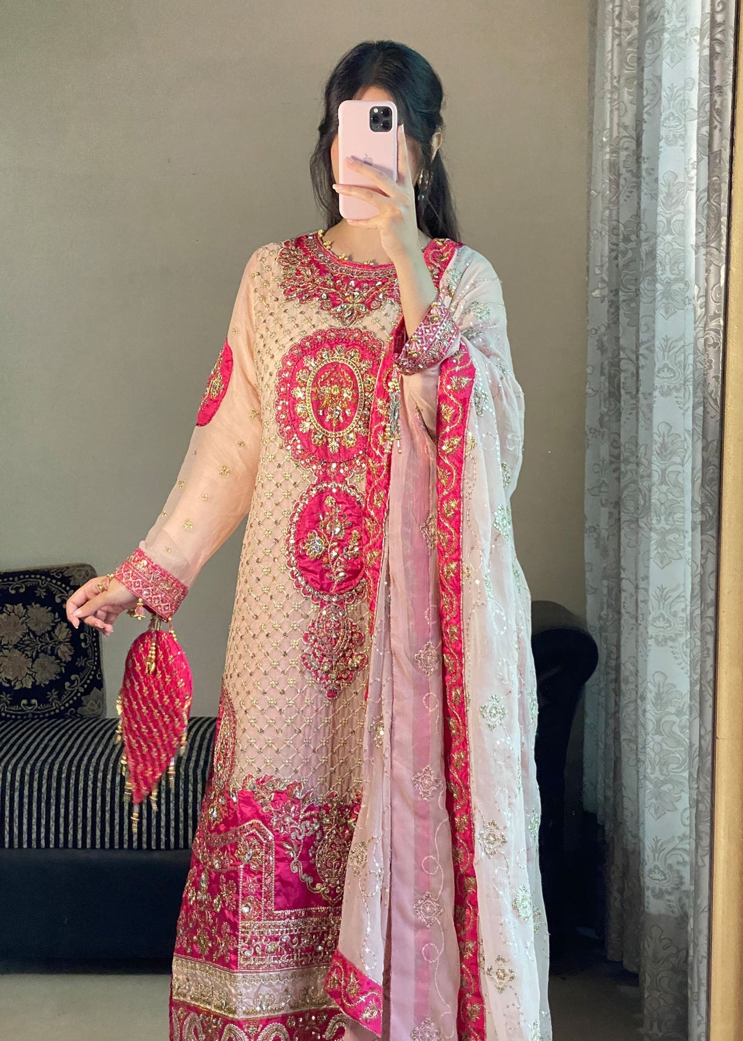 Embroidered Light Pink Sharara with Dupatta Online in Sri Lanka India Australia