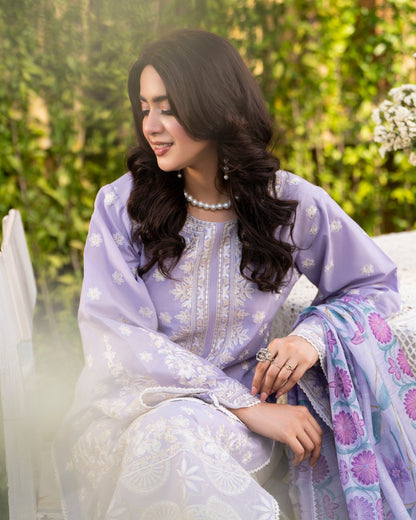 Embroidered Lilac Cotton Ladies Salwar Kameez Online in KSA Riyadh Saudi Arabia Oman Bahrain Qatar