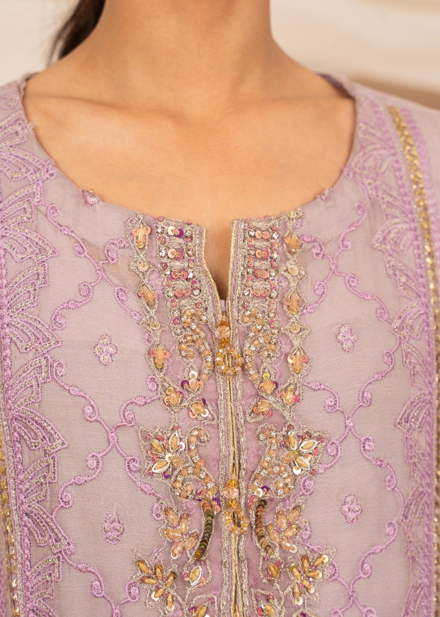 Embroidered Lilac Georgette Chiffon Pakistani Suit Online in Dubai DXB UAE Abudhabi Meena Bazaar