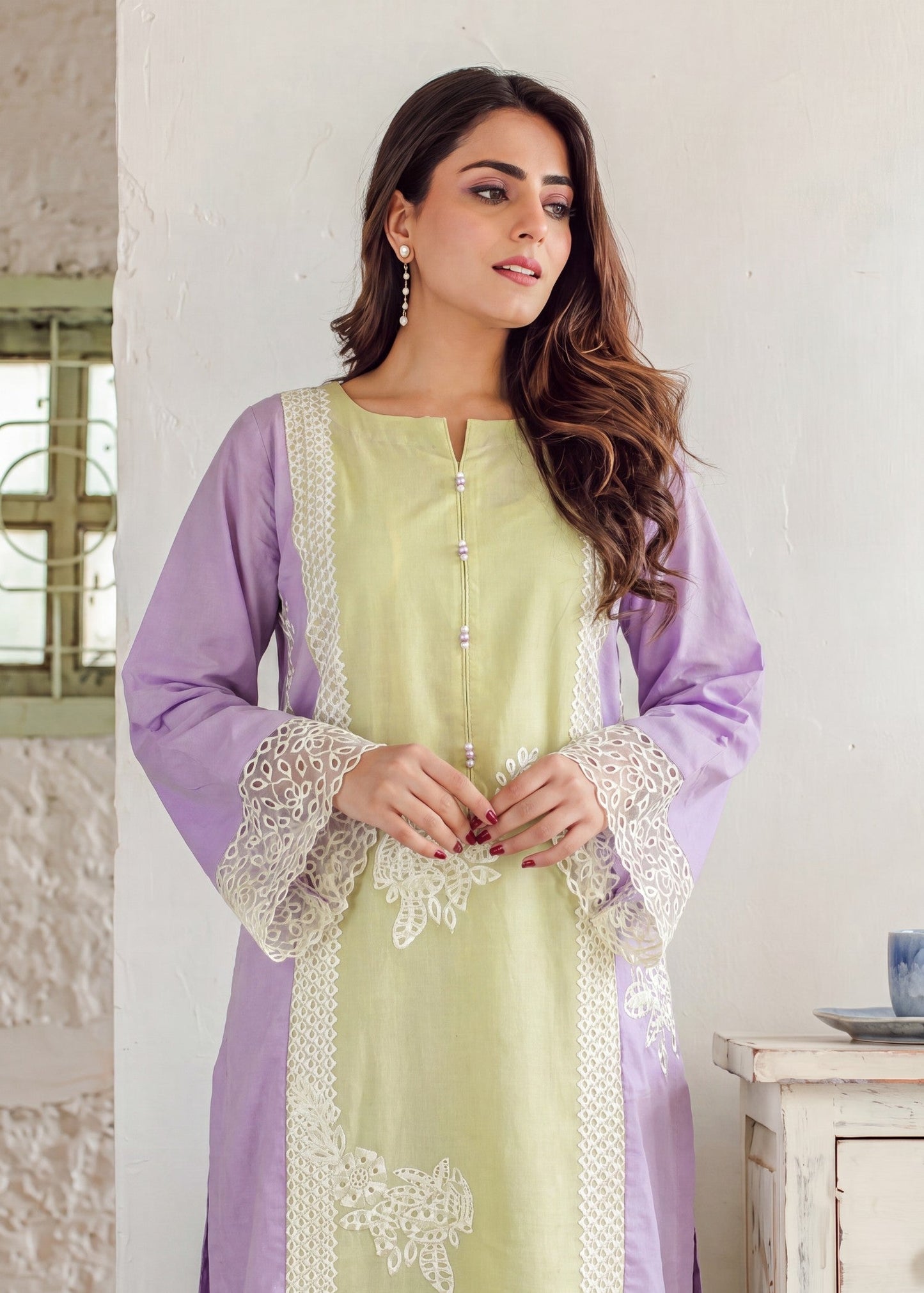 Embroidered Lilac Lawn Kurta Online in Dubai DXB UAE Abudhabi Meena Bazaar