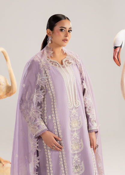 Embroidered Lilac Lawn Kurta with Flared Trouser Online in Dubai UAE Abudhabi Ajman Sharjah