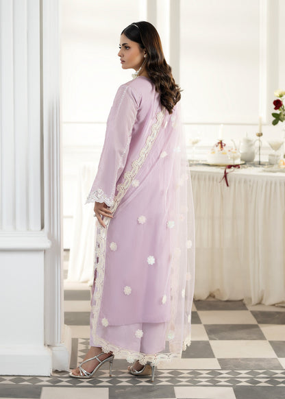 Embroidered Lilac Silk 3 Piece Suit Online in Dubai UAE Abudhabi Ajman Sharjah