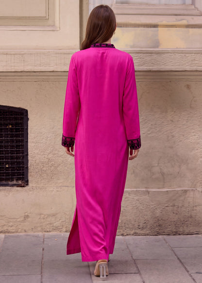 Embroidered Linen Kaftan for Women Online in KSA Riyadh Saudi Arabia Oman Bahrain Qatar