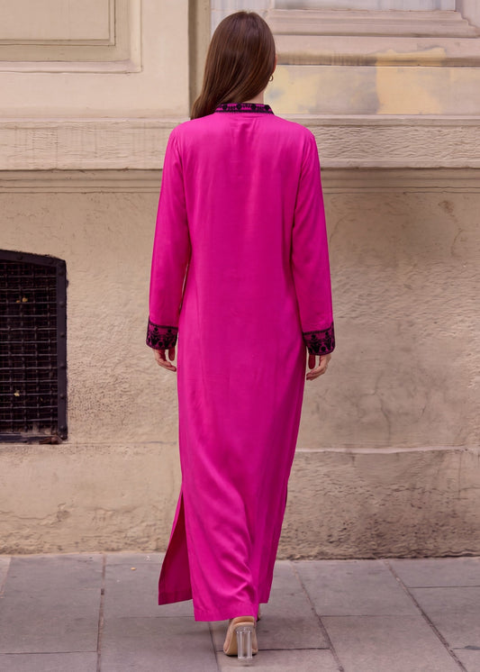 Embroidered Linen Kaftan for Women Online in KSA Riyadh Saudi Arabia Oman Bahrain Qatar