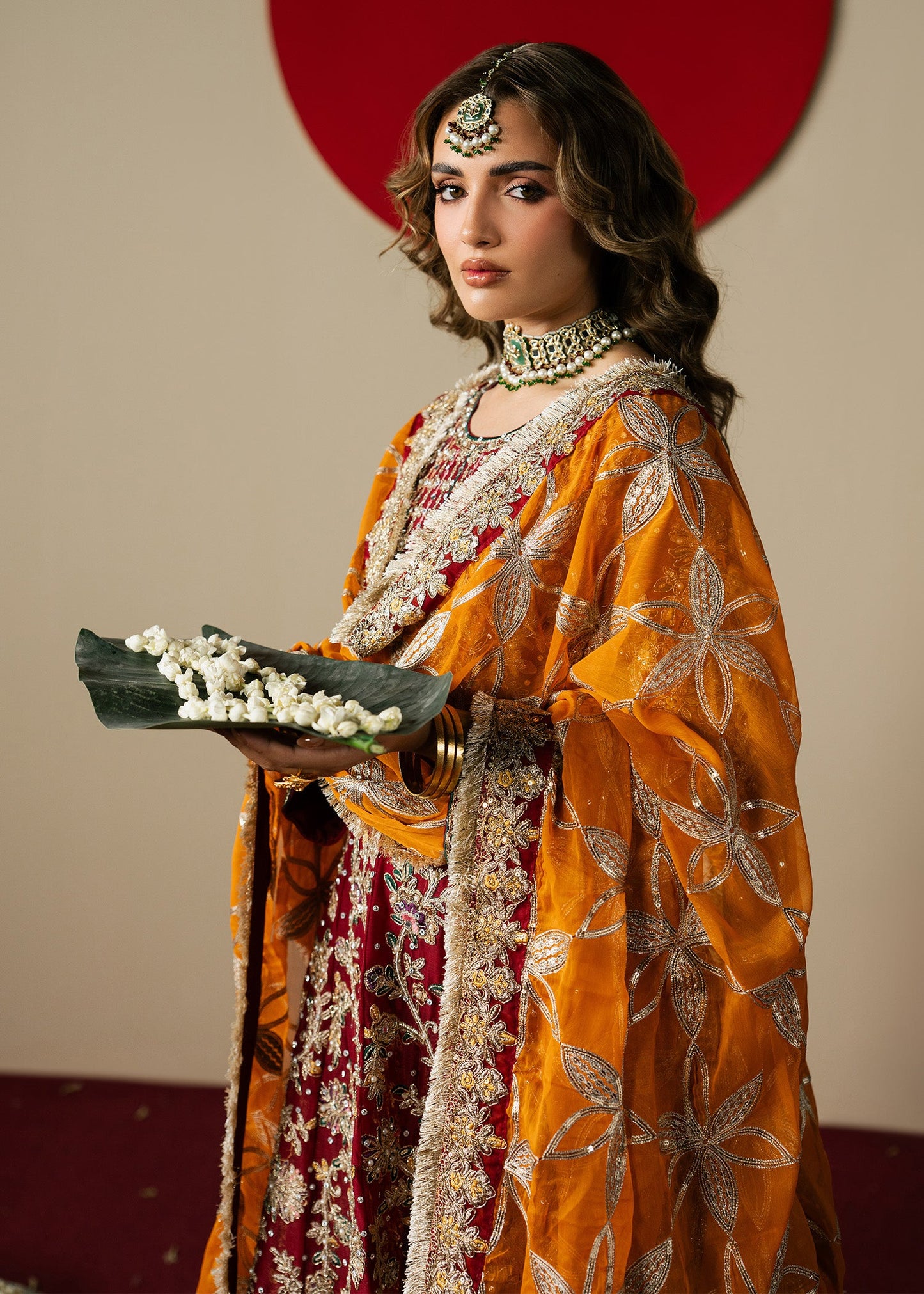 Embroidered Maroon Chiffon Anarkali Maxi Dress Online in Dubai UAE Abudhabi Ajman Sharjah