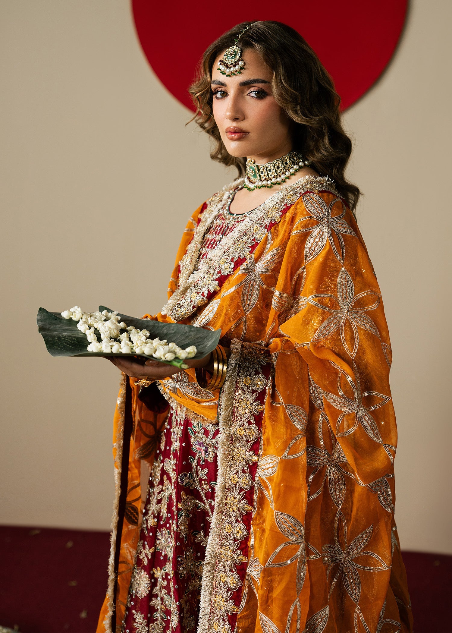 Embroidered Maroon Chiffon Anarkali Maxi Dress Online in Dubai UAE Abudhabi Ajman Sharjah