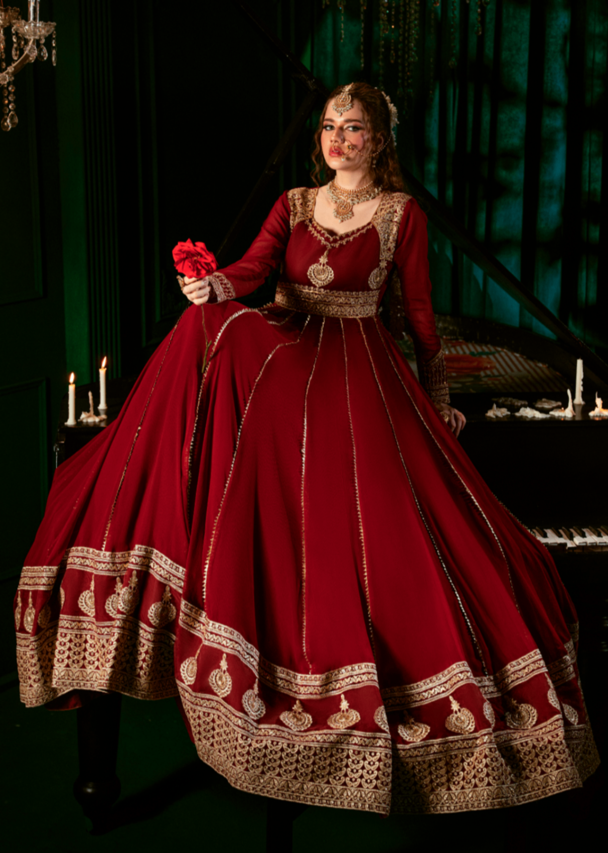 Embroidered Maroon Chiffon Designer Suit Online in KSA Riyadh Saudi Arabia Oman Bahrain Qatar