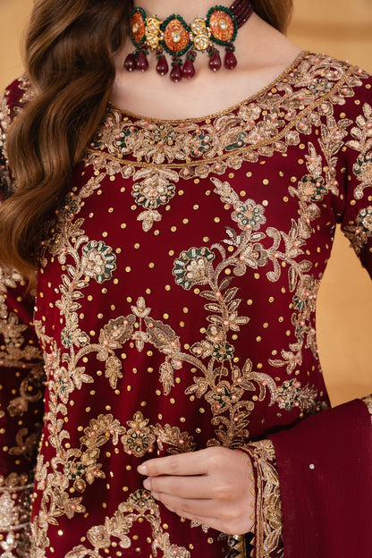 Embroidered Maroon Chiffon Festive Suit Online in Sri Lanka India Australia