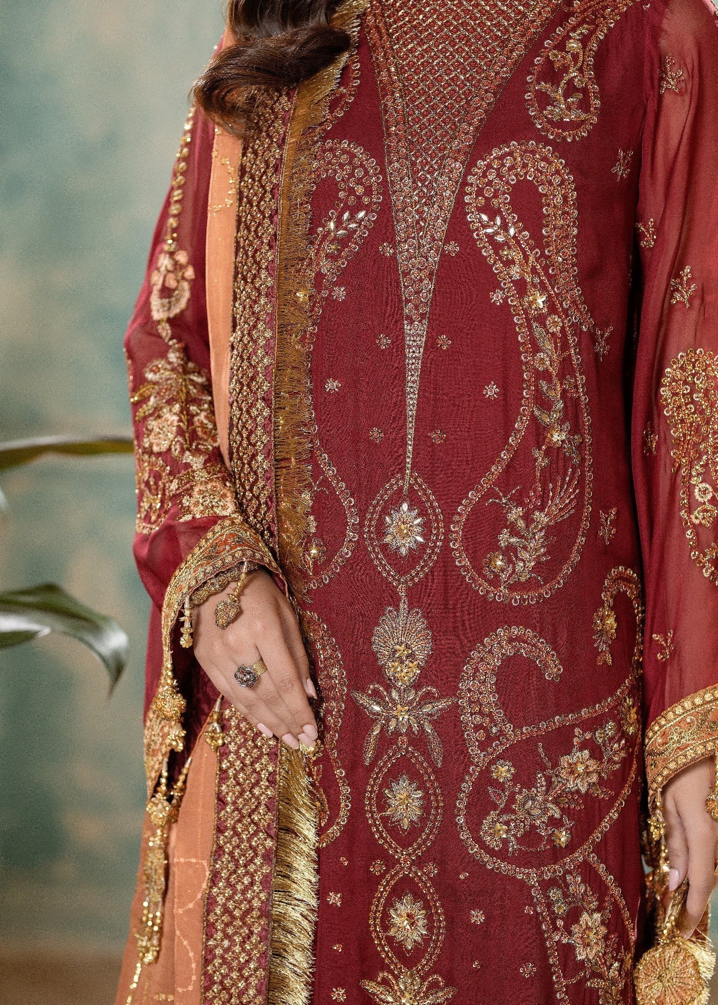 Embroidered Maroon Chiffon Pakistani Suit Online in Dubai DXB UAE Abudhabi Meena Bazaar