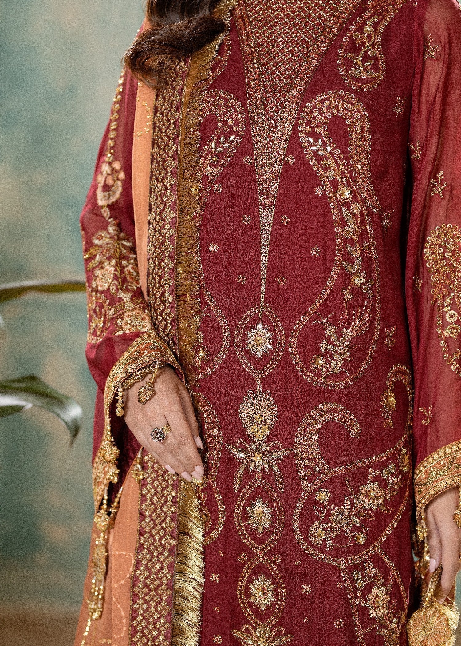 Embroidered Maroon Chiffon Pakistani Suit Online in Dubai DXB UAE Abudhabi Meena Bazaar