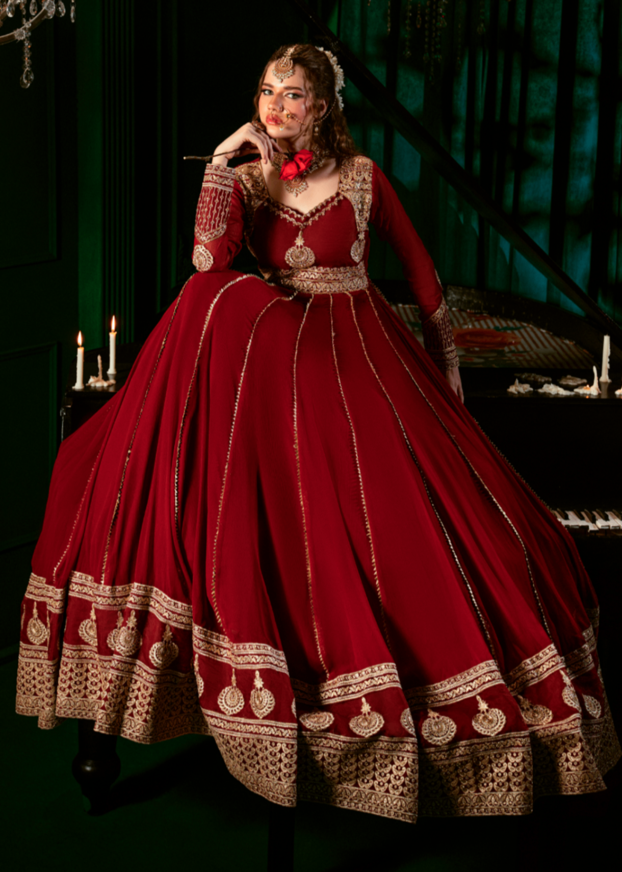 Embroidered Maroon Chiffon Pakistani Suit Online in KSA Riyadh Saudi Arabia Oman Bahrain Qatar