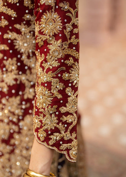 Embroidered Maroon Chiffon Pakistani Wedding Outfit Online in Sri Lanka India Australia