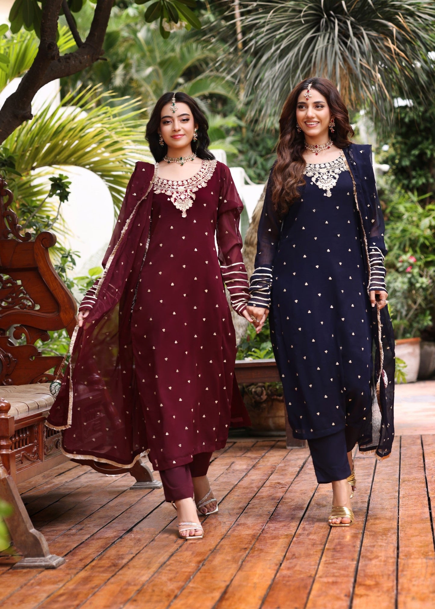 Embroidered Maroon Chiffon Party Wear Pishwas Online in Sri Lanka India Australia