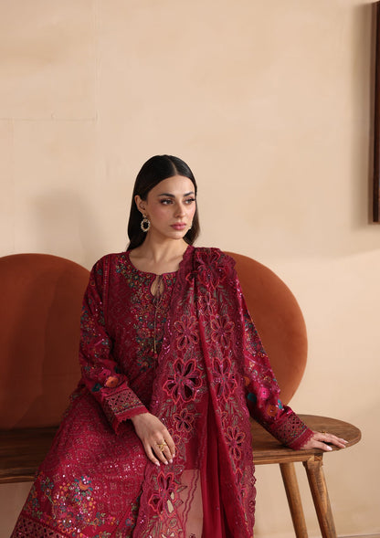 Embroidered Maroon Chiffon Partywear Suit Online in Dubai UAE Abudhabi Ajman Sharjah