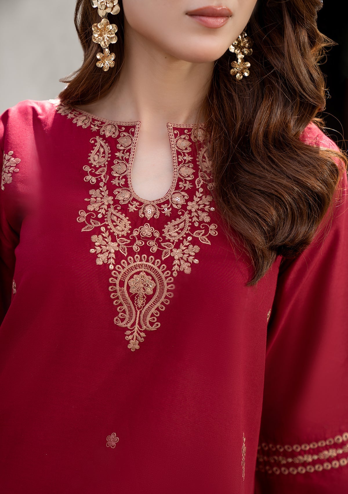Embroidered Maroon Cotton Shalwar Kameez for Women Online in Dubai UAE Abudhabi Ajman Sharjah