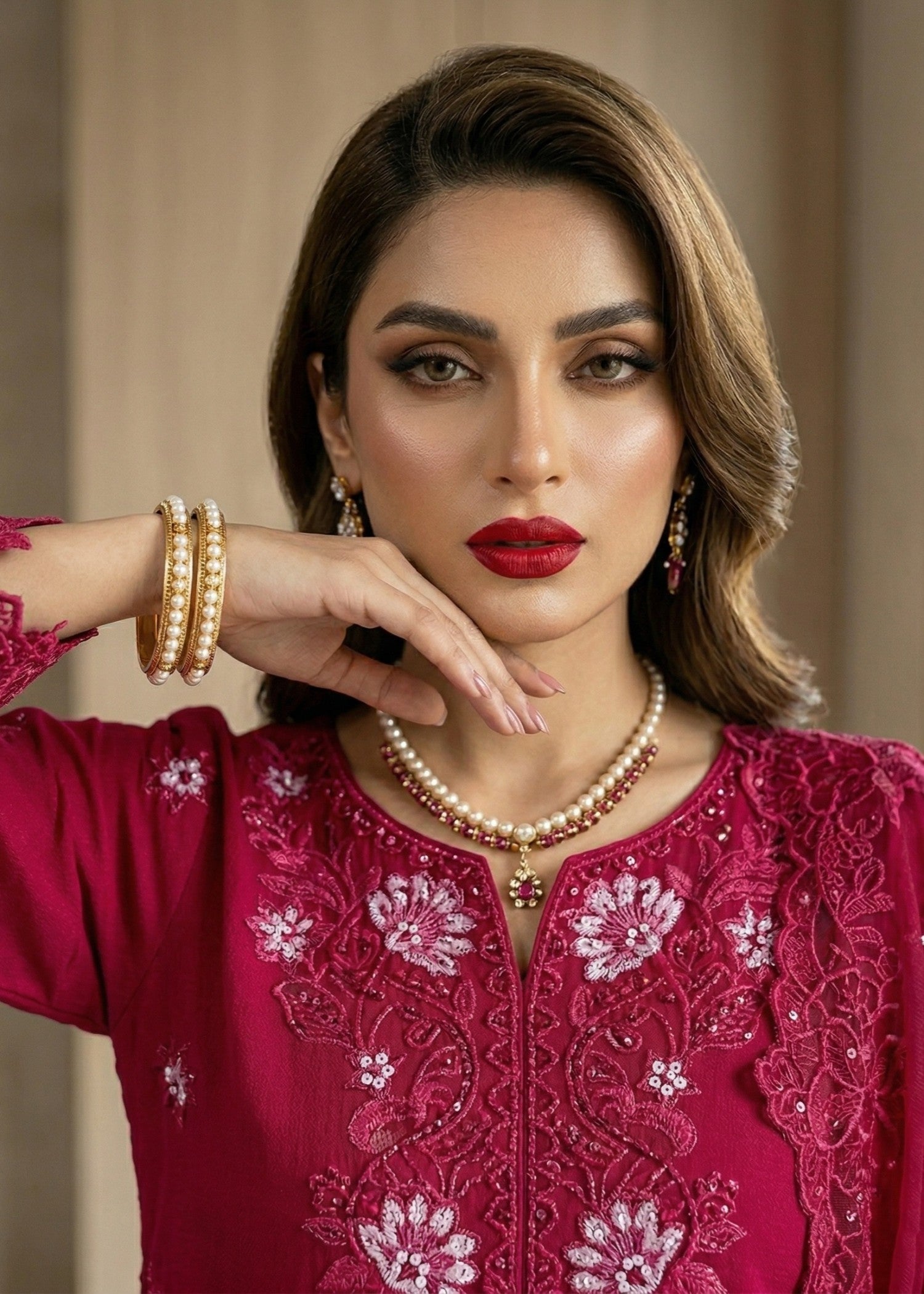 Embroidered Maroon Lawn 3 Piece Dress Online in Dubai DXB UAE Abudhabi Meena Bazaar