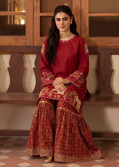 Embroidered Maroon Lawn Festive Wear Online in KSA Riyadh Saudi Arabia Oman Bahrain Qatar