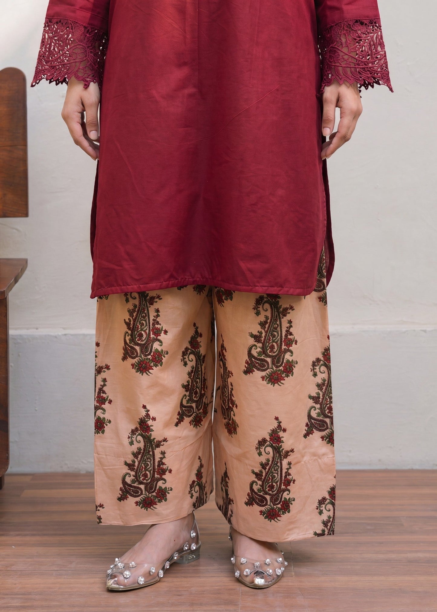 Embroidered Maroon Lawn Kurta Pajama Online in Dubai DXB UAE Abudhabi Meena Bazaar