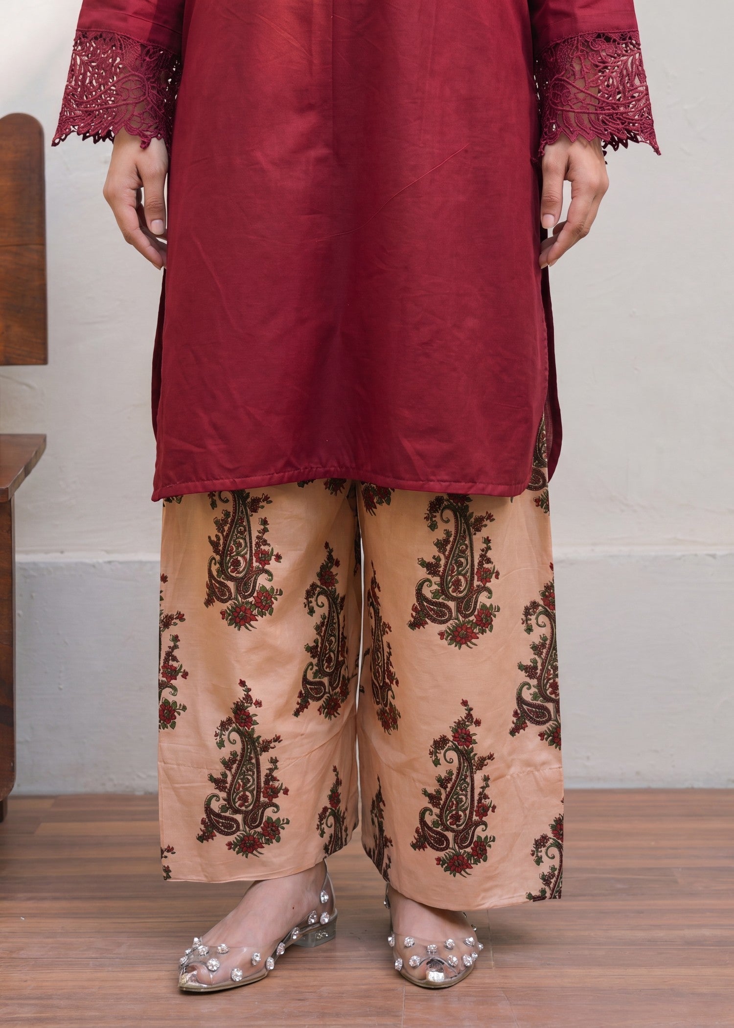 Embroidered Maroon Lawn Kurta Pajama Online in Dubai DXB UAE Abudhabi Meena Bazaar