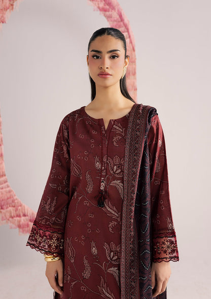 Embroidered Maroon Lawn Salwar Kameez Online in KSA Riyadh Saudi Arabia Oman Bahrain Qatar