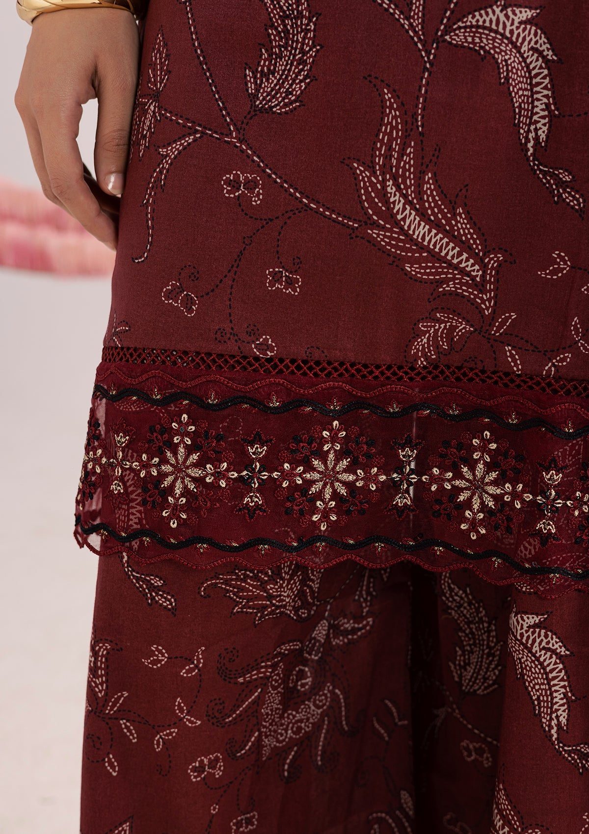 Embroidered Maroon Lawn Suit for Women Online in Dubai UAE Abudhabi Ajman Sharjah