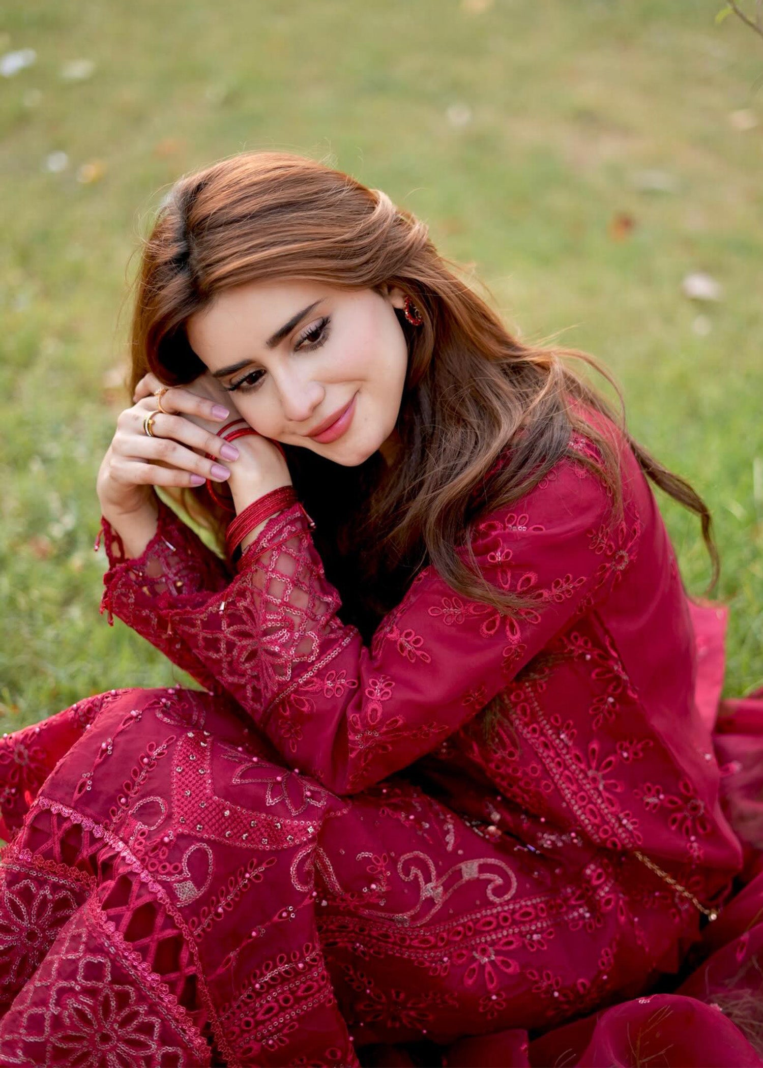 Embroidered Maroon Organza Ladies Suit Online in Dubai UAE Abudhabi Ajman Sharjah