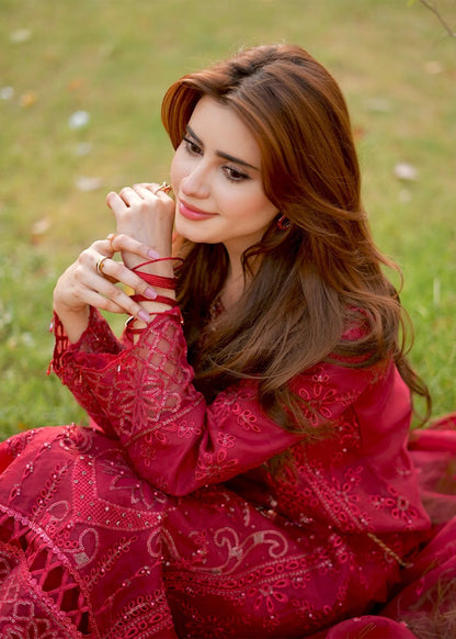 Embroidered Maroon Organza Partywear Suit Online in Dubai DXB UAE Abudhabi Meena Bazaar